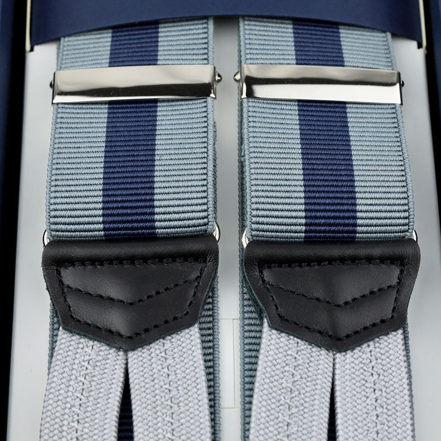 Barathea Braces - Grey / Navy