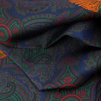 Double-Sided Ancient Madder Silk Scarf - Navy - 180cm x 35cm