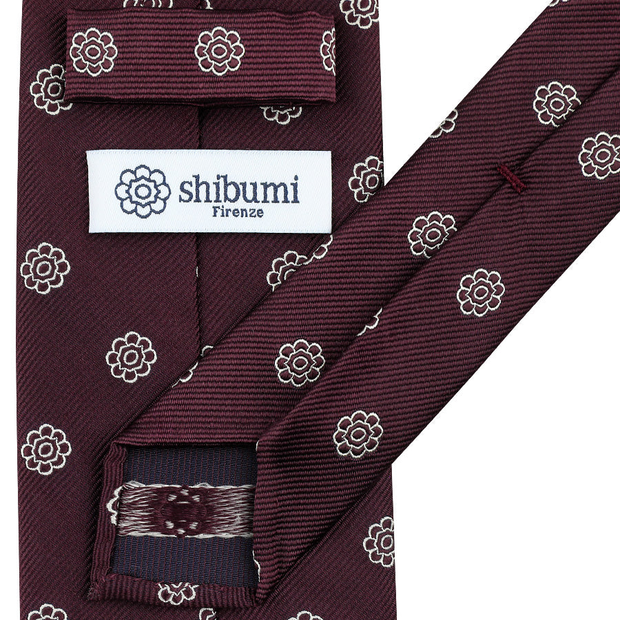 Shibumi-Flower Japanese Jacquard Silk Tie - Wine