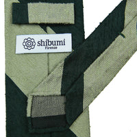 Block Stripe Shantung Silk Tie - Forest / Mint - Hand-Rolled