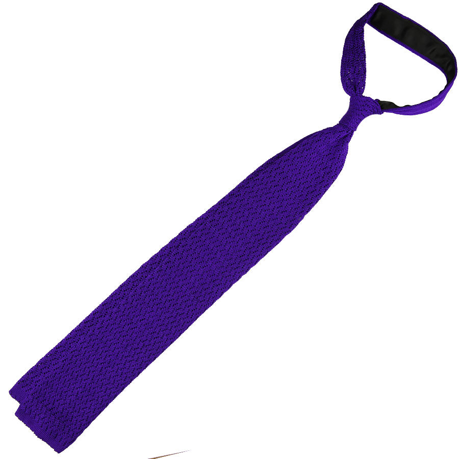 Zigzag Silk Knit Tie - Purple