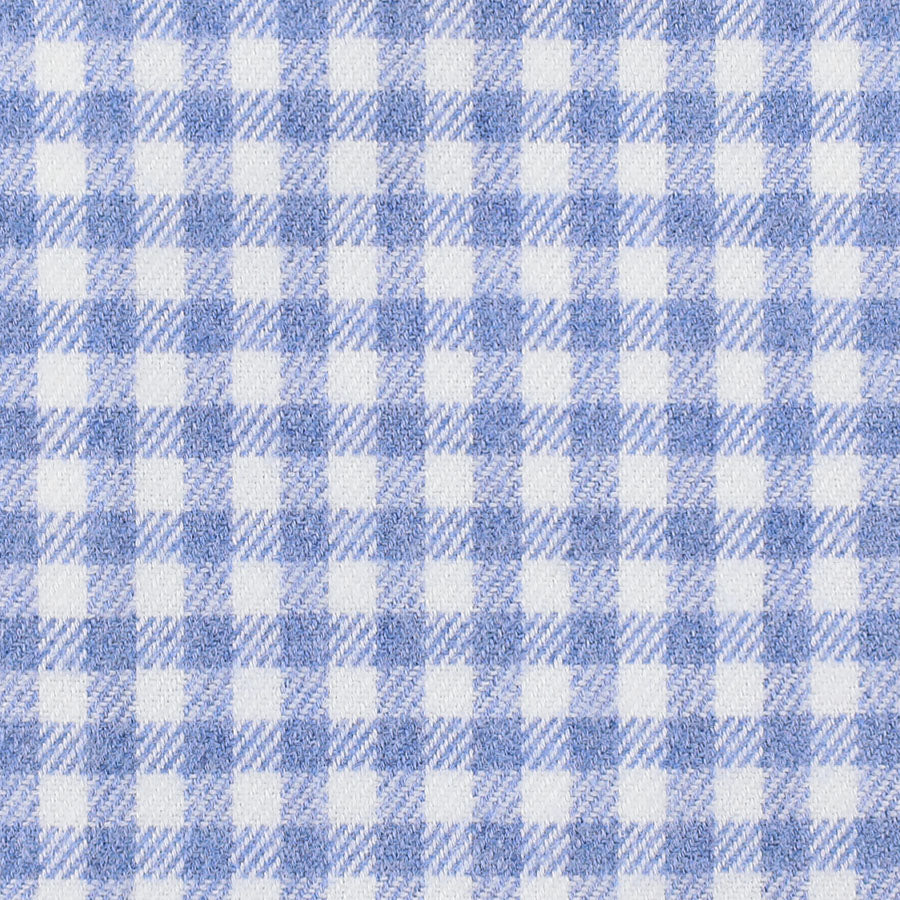 Flannel Semi Spread Shirt - White / Blue - Gingham