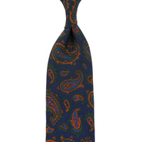 Ancient Madder Silk Tie - Navy - Hand-Rolled