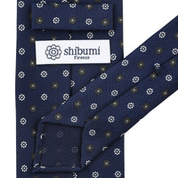 Floral Printed Silk Tie - Navy - Hand-Rolled
