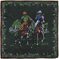 Equestrian Motif Silk Neckerchief - Forest - 65 x 65cm