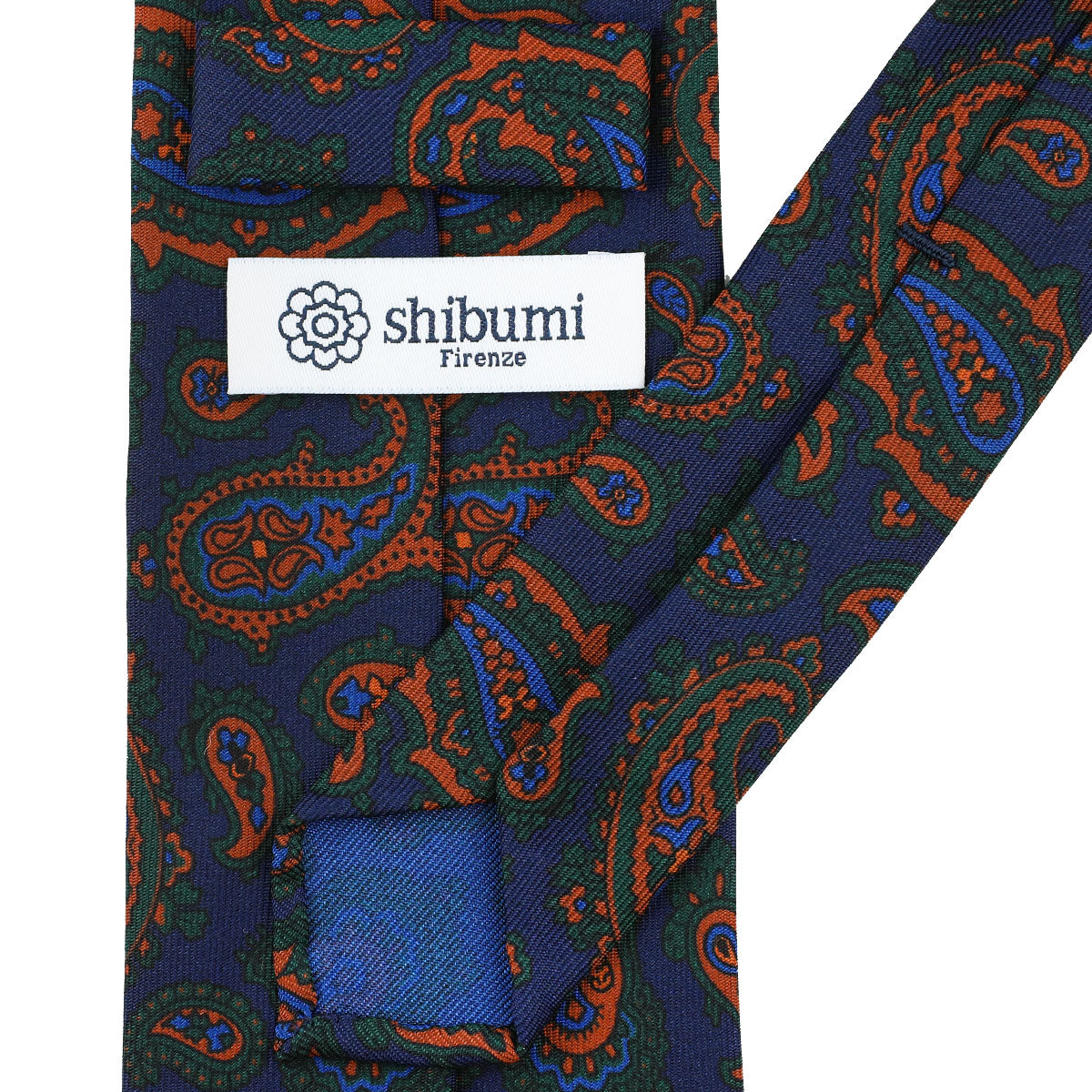 Ancient Madder Silk Tie - Navy - Hand-Rolled