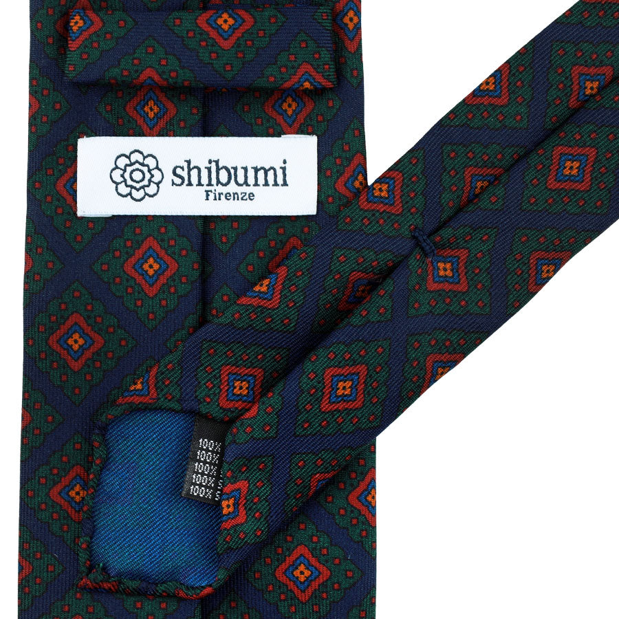 Ancient Madder Silk Tie - Navy - Hand-Rolled