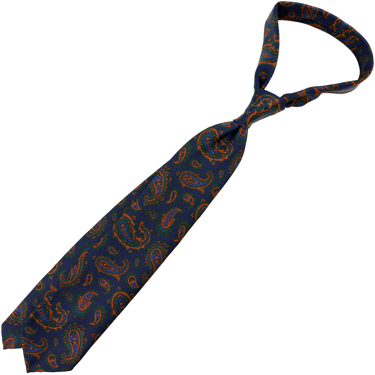 Ancient Madder Silk Tie - Navy - Hand-Rolled