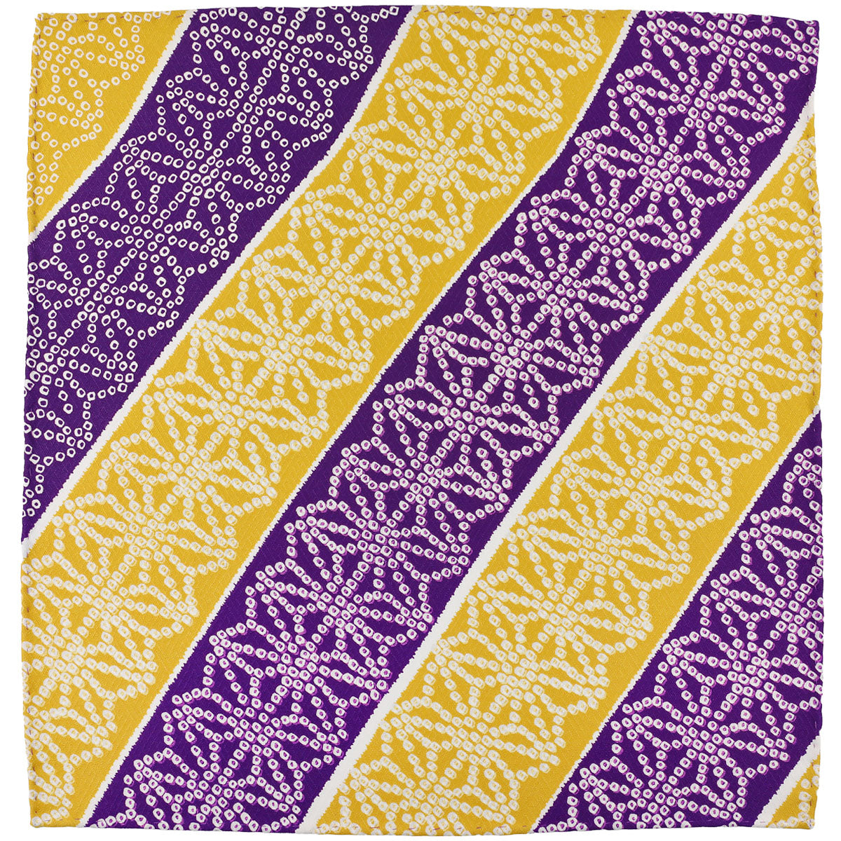 Vintage Kimono Silk Pocket Square - Yellow / Purple