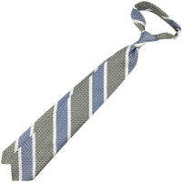 Striped Grenadine / Garza Grossa Silk Tie - Green / Blue / White