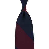 Japanese Grenadine Silk Tie - Navy / Burgundy - Hand-Rolled