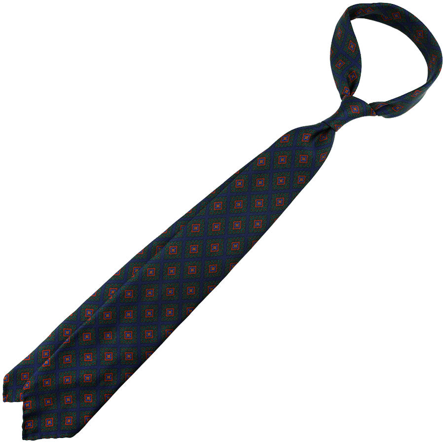 Ancient Madder Silk Tie - Navy - Hand-Rolled