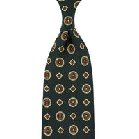 Floral Printed Silk Tie - Madder Green - Hand-Rolled