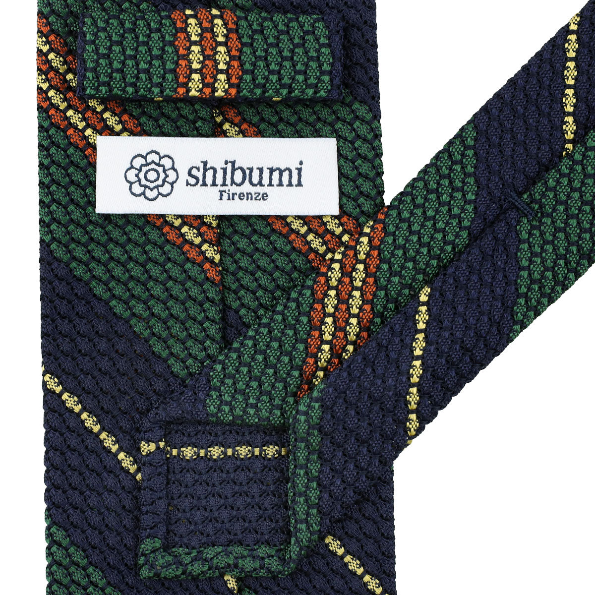 Striped Grossa Grenadine Silk Tie - Navy / Forest / Rust / Vanilla
