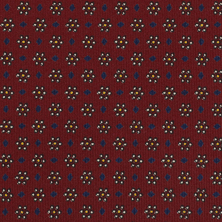 Floral Printed Silk Bespoke Tie - Burgundy
