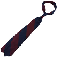 Japanese Grenadine Silk Tie - Navy / Burgundy - Hand-Rolled
