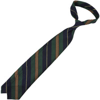 Striped Grossa Grenadine Silk Tie - Navy / Forest / Rust / Vanilla