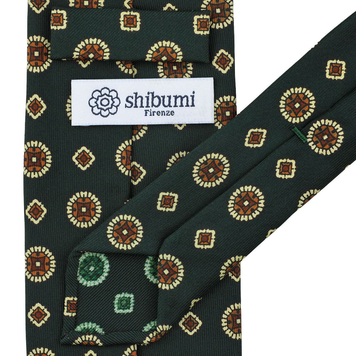 Floral Printed Silk Tie - Madder Green - Hand-Rolled
