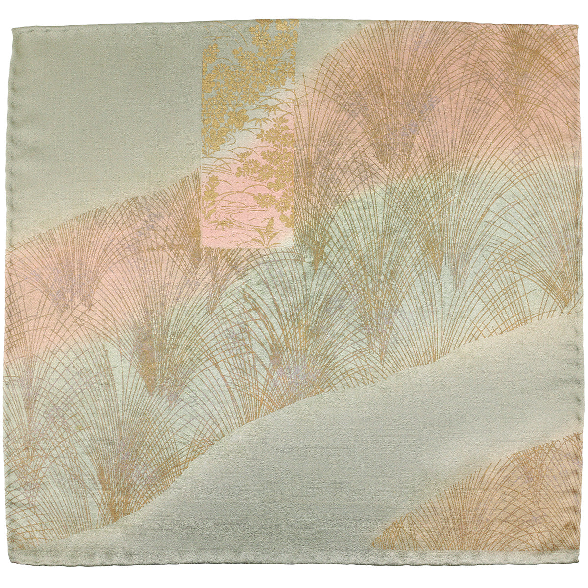 Vintage Kimono Silk Pocket Square - Pistachio