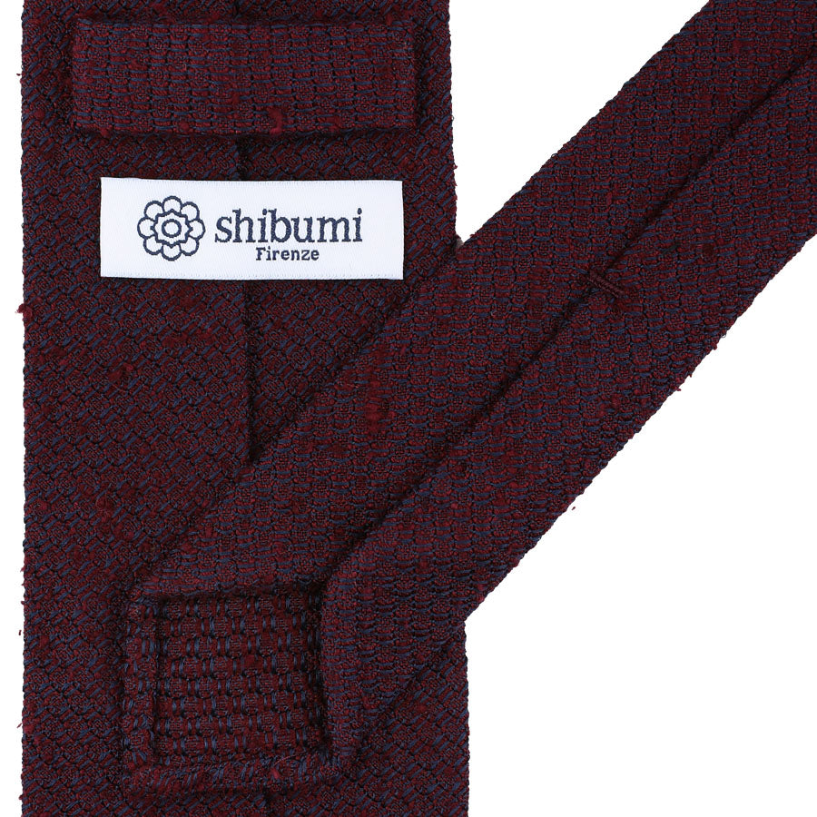 Plain Shantung Grossa Grenadine Silk Tie - Burgundy