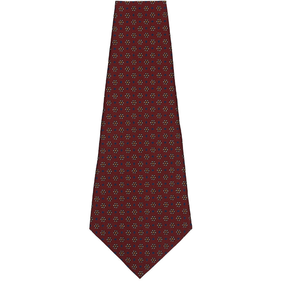 Floral Printed Silk Bespoke Tie - Burgundy