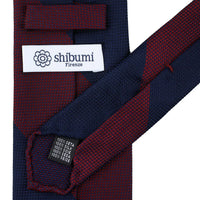 Japanese Grenadine Silk Tie - Navy / Burgundy - Hand-Rolled