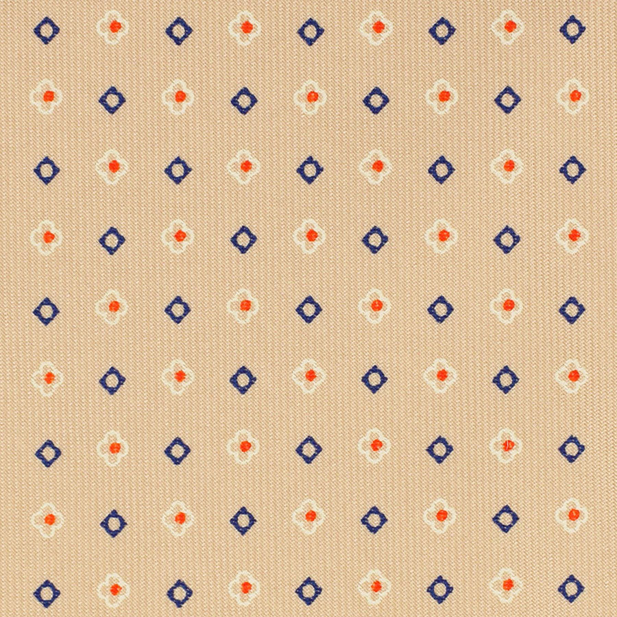Floral Printed Silk Bespoke Tie - Beige