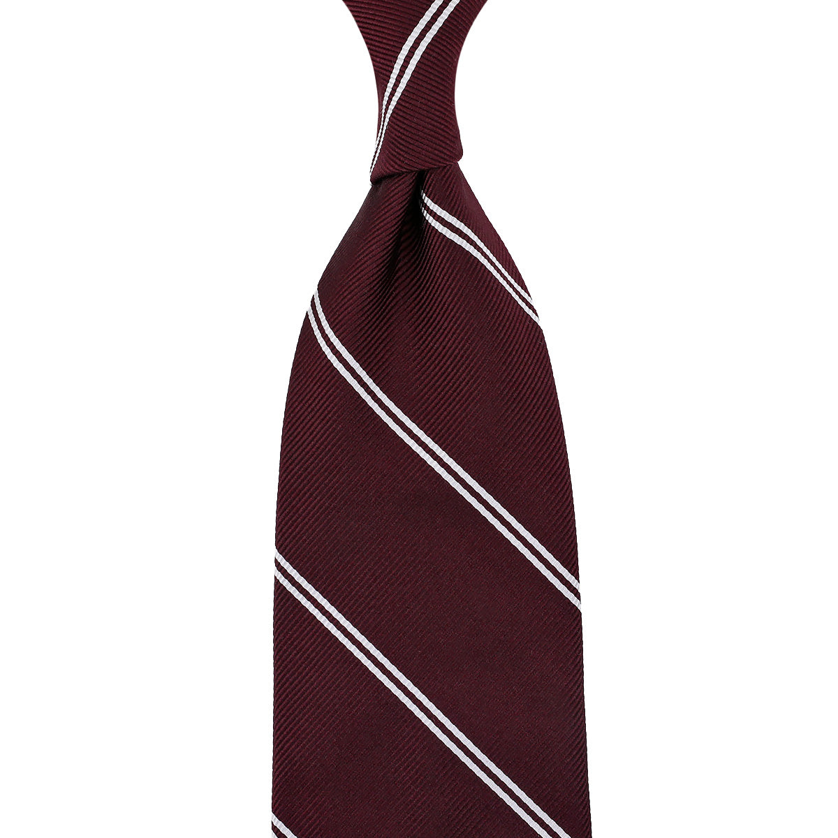 Double Bar Japanese Repp Stripe Silk Tie - Burgundy
