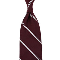 Double Bar Japanese Repp Stripe Silk Tie - Burgundy