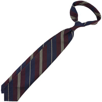 Striped Grossa Grenadine Silk Tie - Navy / Burgundy / Army / Cream