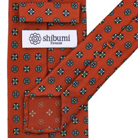 Floral Printed Silk Tie - Rust - Hand-Rolled