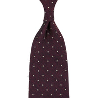 Dotted Jacquard Silk Tie - Burgundy - Hand-Rolled