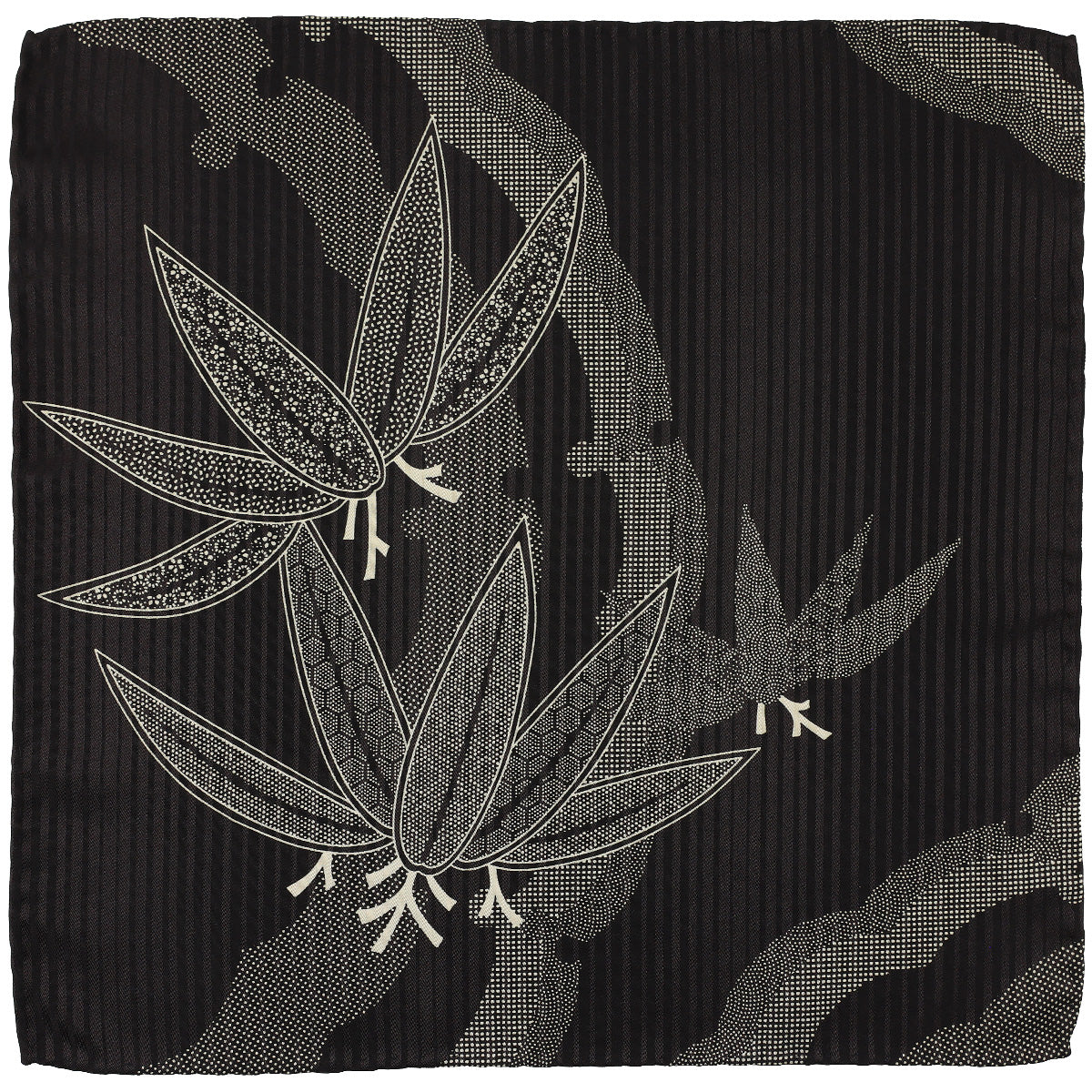 Vintage Kimono Silk Pocket Square - Black