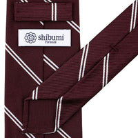 Double Bar Japanese Repp Stripe Silk Tie - Burgundy