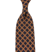 Floral Printed Wool Challis Tie - Beige - Hand-Rolled