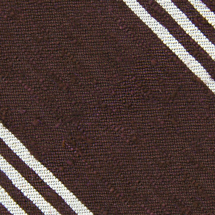 Triple Stripe Shantung Bespoke Tie - Brown