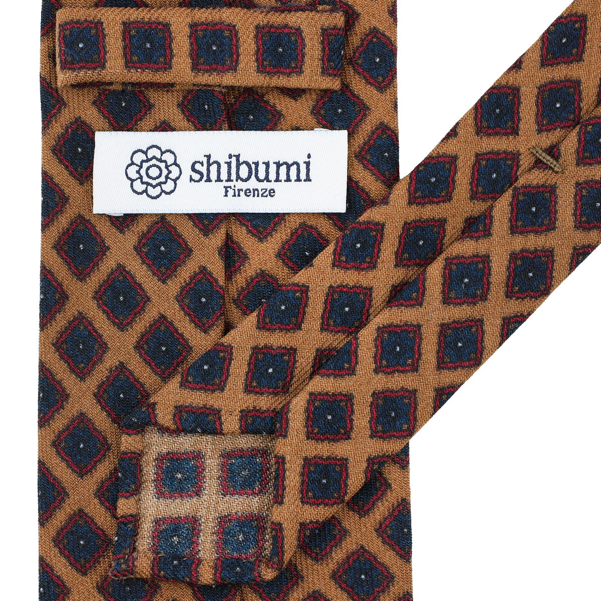 Floral Printed Wool Challis Tie - Beige - Hand-Rolled
