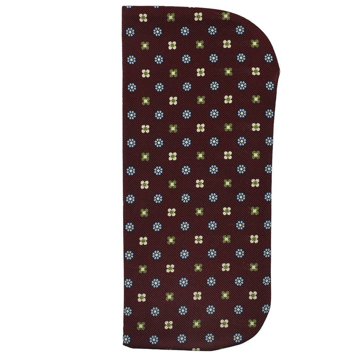 Floral Printed Silk Glasses Case - Burgundy