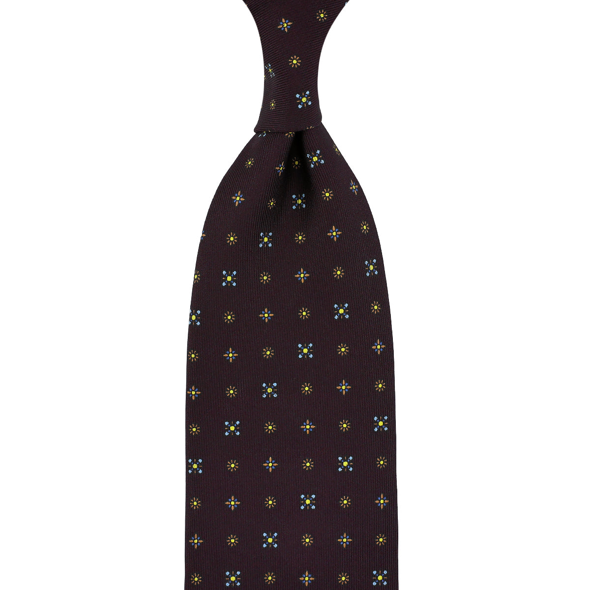 Floral Printed Silk Tie - Eggplant - Hand-Rolled