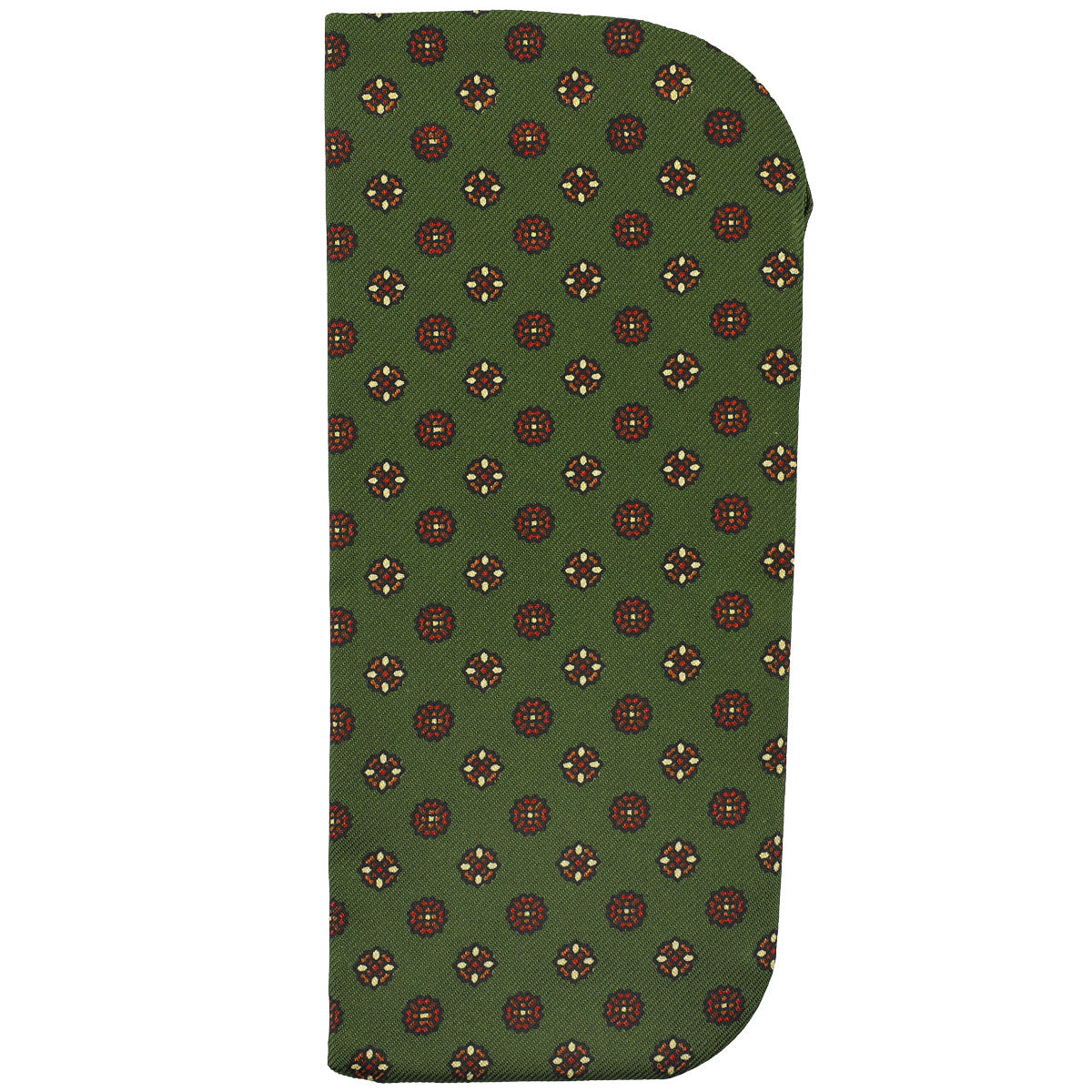 Floral Printed Silk Glasses Case - Olive
