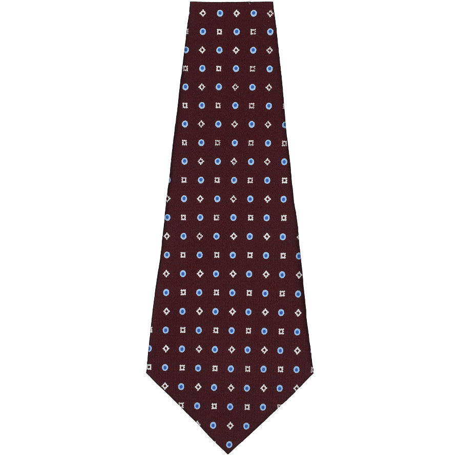 Floral Printed Silk Bespoke Tie - Burgundy