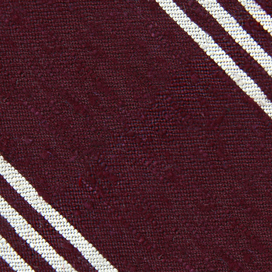 Triple Stripe Shantung Bespoke Tie - Burgundy