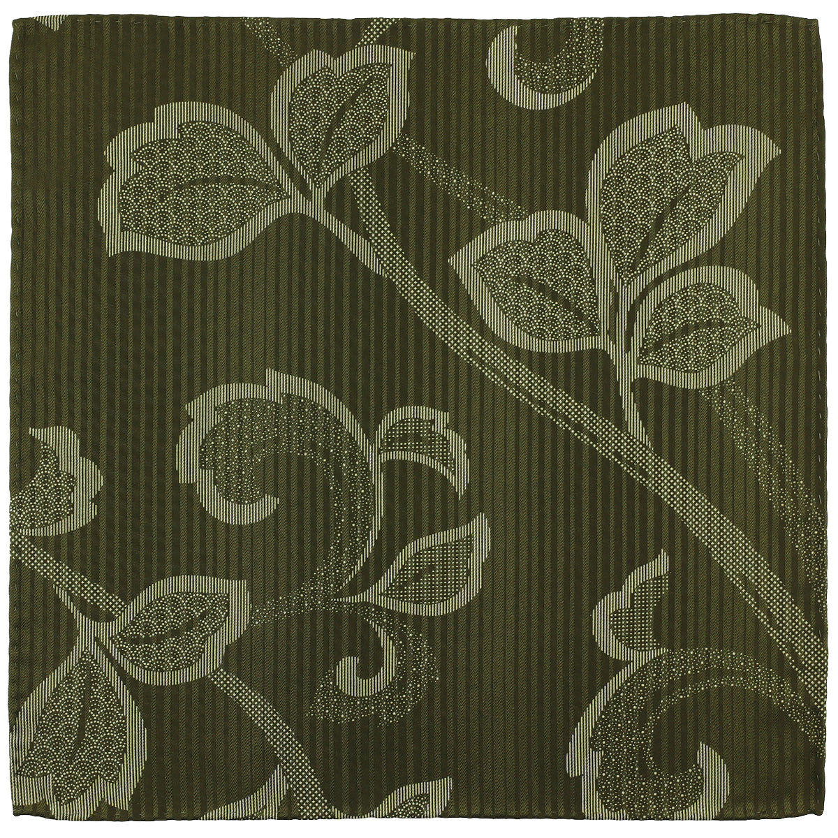 Vintage Kimono Silk Pocket Square - Olive