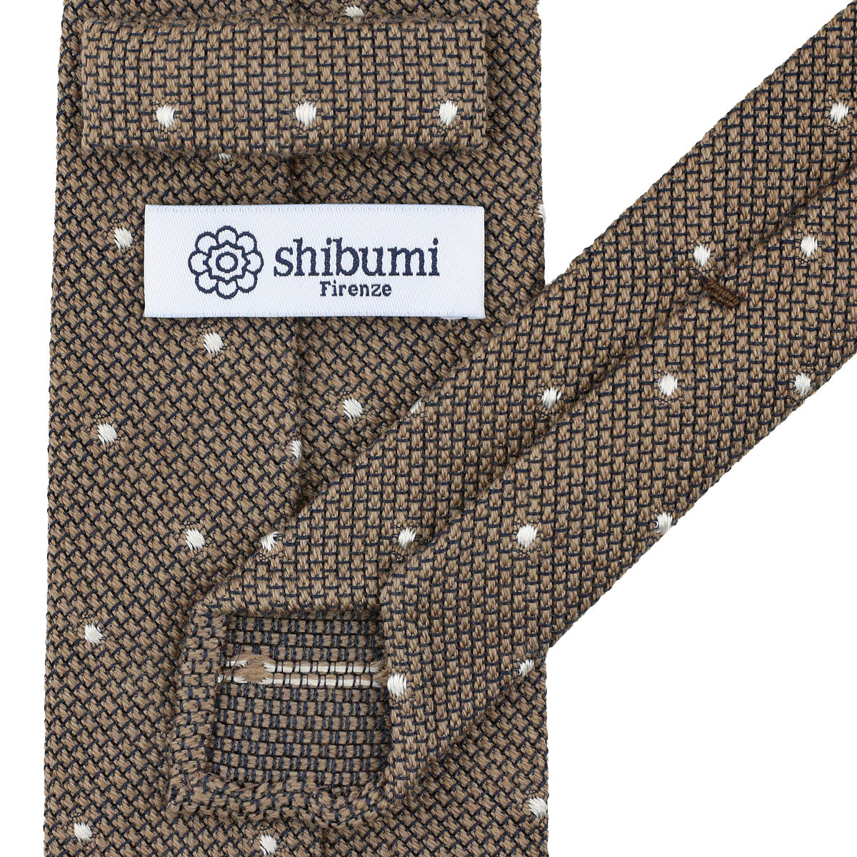 Dotted Wool/Silk Grenadine Tie - Beige - Hand-Rolled