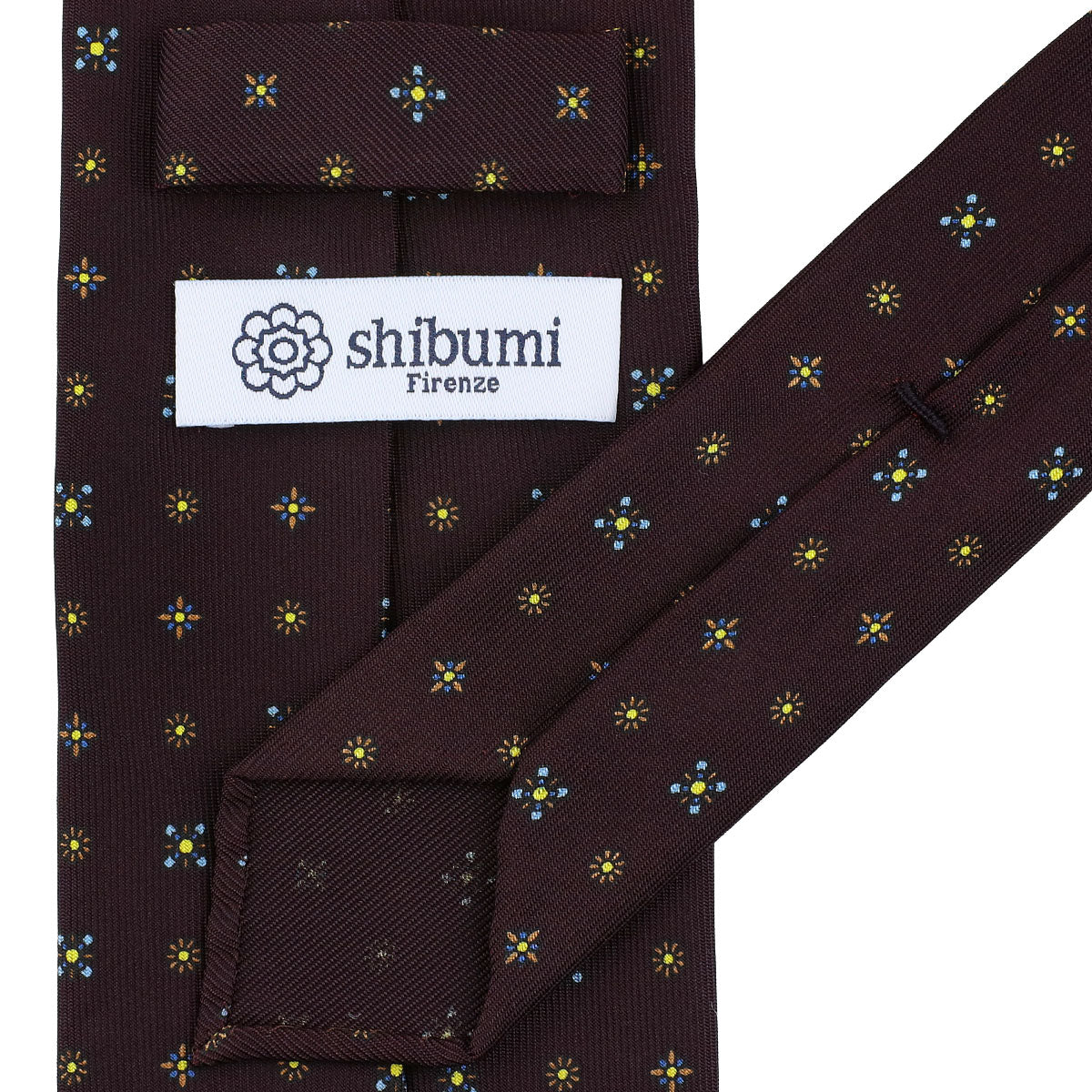 Floral Printed Silk Tie - Eggplant - Hand-Rolled