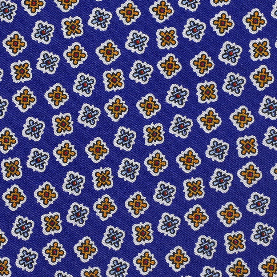 Floral Printed Silk Bespoke Tie - Blue