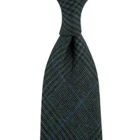 Maison Hellard Glencheck Linen Tie - Bottle Green