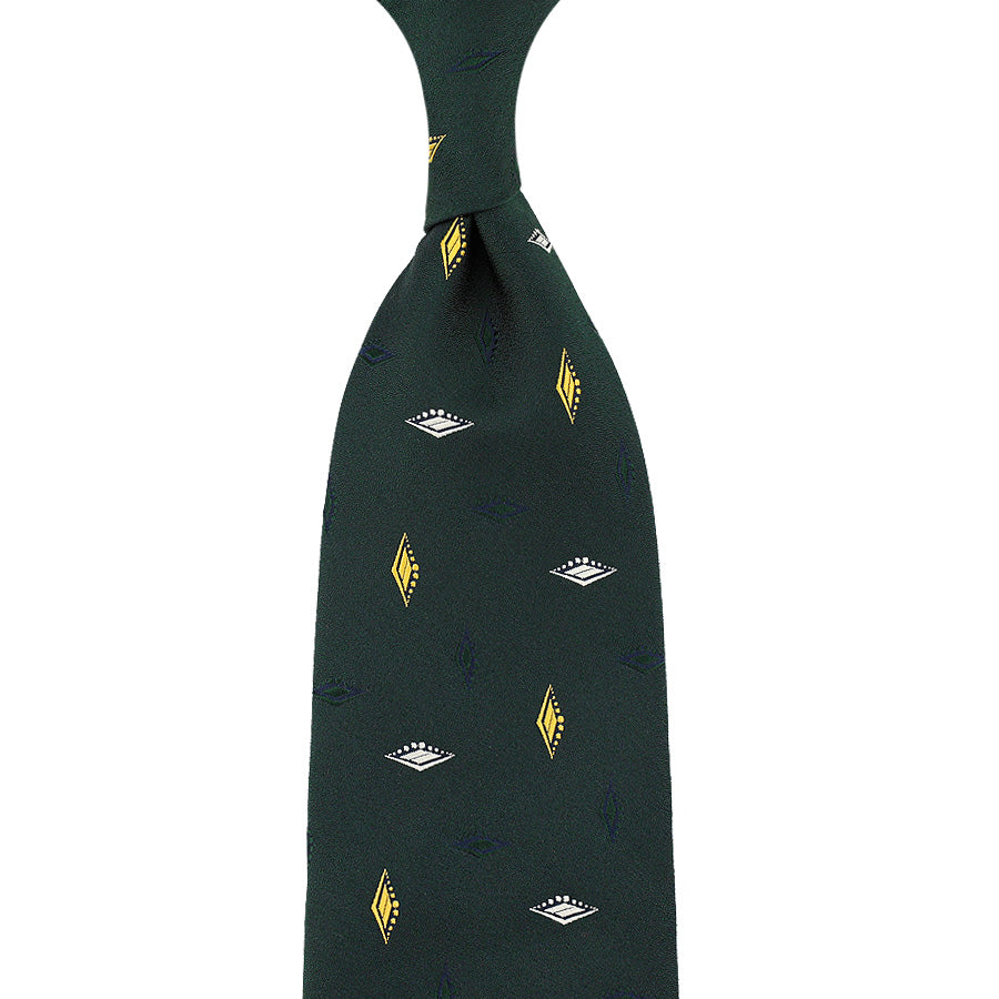 Geometrical Japanese Jacquard Silk Tie - Forest