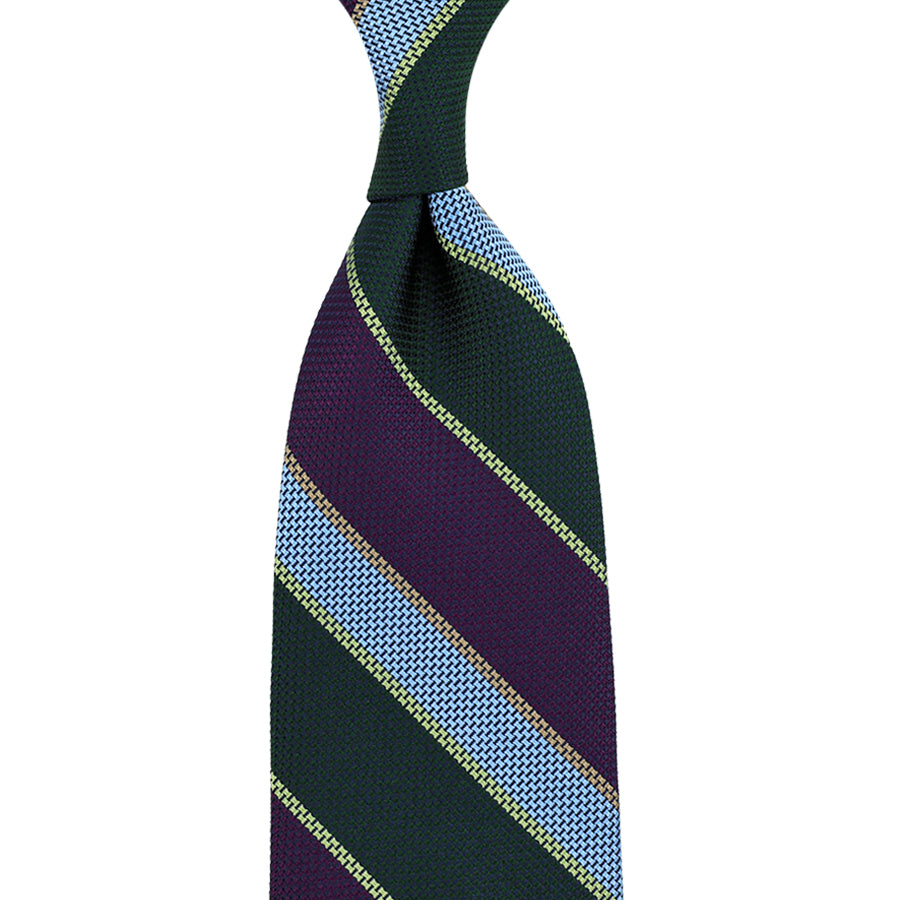 Japanese Grenadine Silk Tie - Forest / Purple / Sky