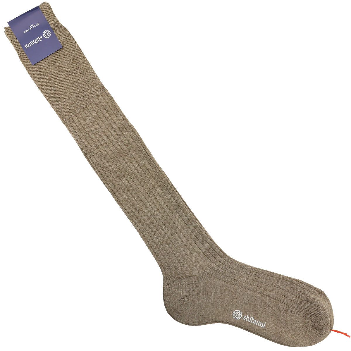Knee Socks - Ribbed - Beige - Wool